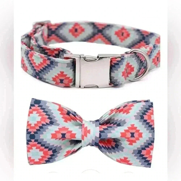 Dog Collar W/Bow Tie THE SEDONA Pattern Cute Soft Durable Adjustable NWT - Picture 1 of 9